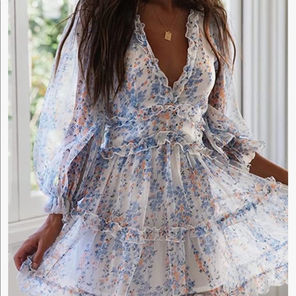 Long Sleeve Floral Mini Dress - Picture 2 of 12